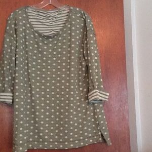 Talbots plus size 1x polka dot top. Olive green